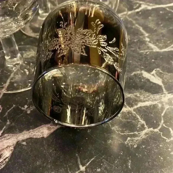 6 Vintage Silver Fade Wine Glasses Ombre WineGlasses, Leaf design made in France - Picture 13 of 14